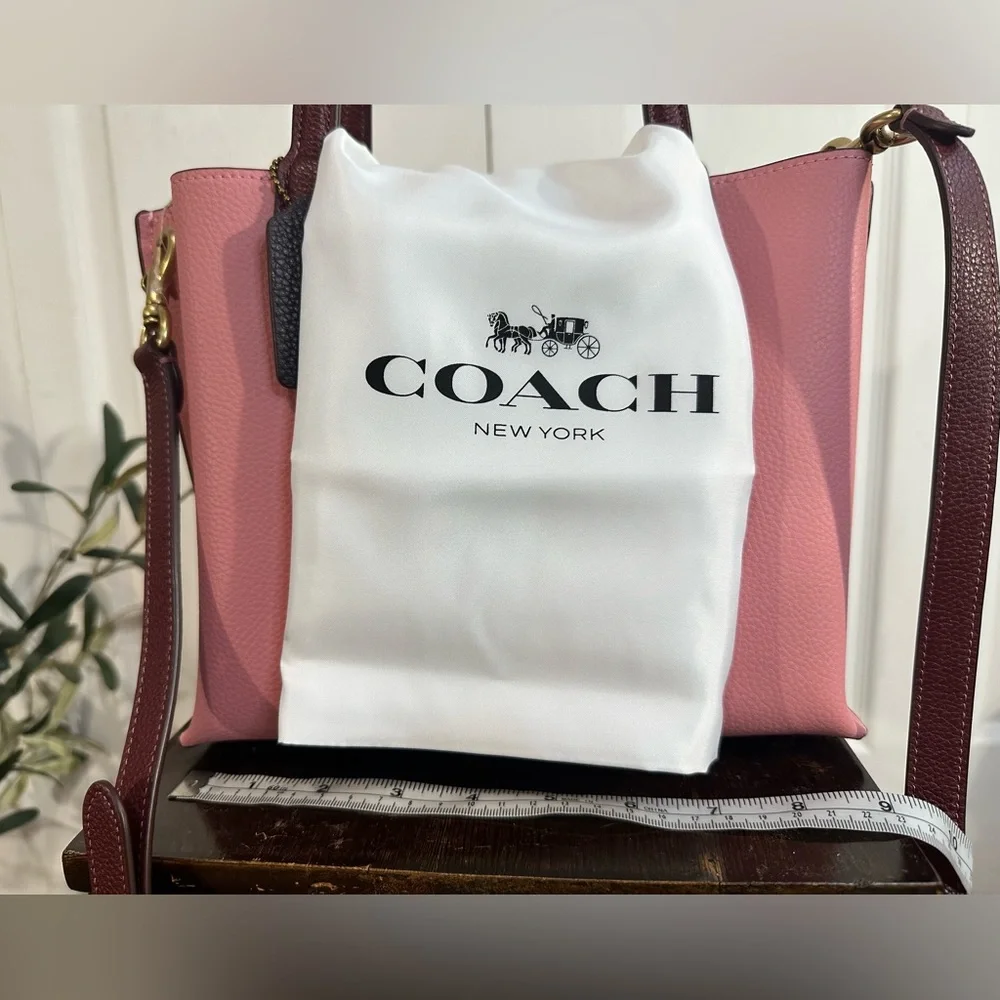 Coach Willow tote 24 colorblock pink purple crossbody convertible - Picture 14 of 16